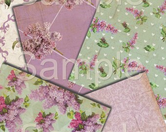6 x 6 inches- Vintage Lilac Paper Pack - Instant Download - Printable Collage Sheet - Scrapbook - Journal - Wedding - photography
