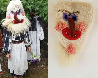 handmade Romanian Folk Wool Dancing Mask