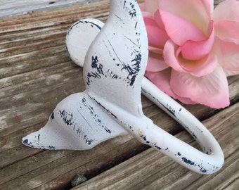 Whale Tail Hook, Nautical Hook, Beach Decor, White Whale Tail, Whale Hook, Wall Decor, Wall Hooks