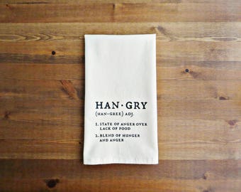 Hangry Definiton Decorative Kitchen Towel - Unbleached Cotton Muslin