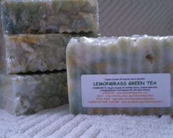 Lemongrass Green Tea Organic 100% Coconut Oil Soap Bar - 5-6oz. Each