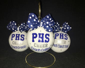 Personalized Christmas ornament for cheerleaders, cheer team, team gifts, dancers, drill team, football, big sis/lil sis, coaches.