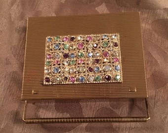 Volupte Vintage Clutch Compact with rhinestones and carrying case. Final Reduction! Perfect for a collector!