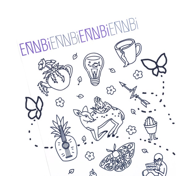 pretty floral stickers cute black and white sticker sheet