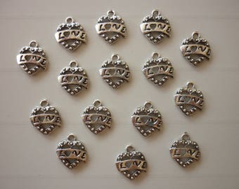5 charms silver metal love small heart listing