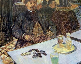 M. Boileau at the Cafe' by Toulouse-Latrec - a Frameable, Vintage 1954 Frameable Art Print