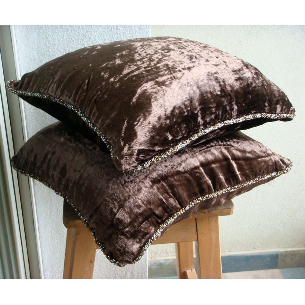 Dark Chocolate Shimmer Euro Sham Covers 26x26 Velvet Euro