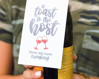 Personalized Set of 18 Wine Tags, A Toast to the Host!