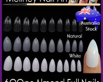 600pc Almond Nail Shape Oval Stiletto Full Cover False Tips Fingernail Manicure Acrylic gel DIY Pointy fake nails long press on nails clear