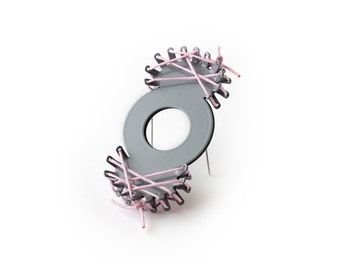 Contemporary Brooch, Modern Grey Pink Steel Brooch, Modern Jewelry, Geometric Jewelry, Minimalist Brooch, Geometric Brooch