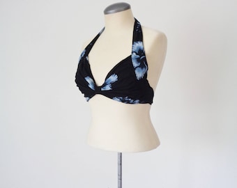 Vtg 90s Does 40s Floral BEACH Top! B to C Cup