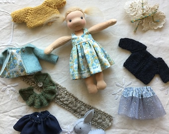 Waldorf doll and wardrobe, Waldorf doll clothes, Waldorf doll, doll outfit, doll wardrobe, ooak doll, handmade doll, doll and clothes, doll