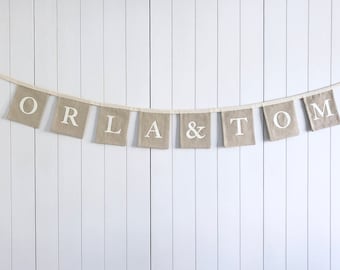 Personalised Name Wedding Bunting - Engagement Party Banner - Wedding Reception Bunting - Personalised Wedding Garland - Wedding Decorations