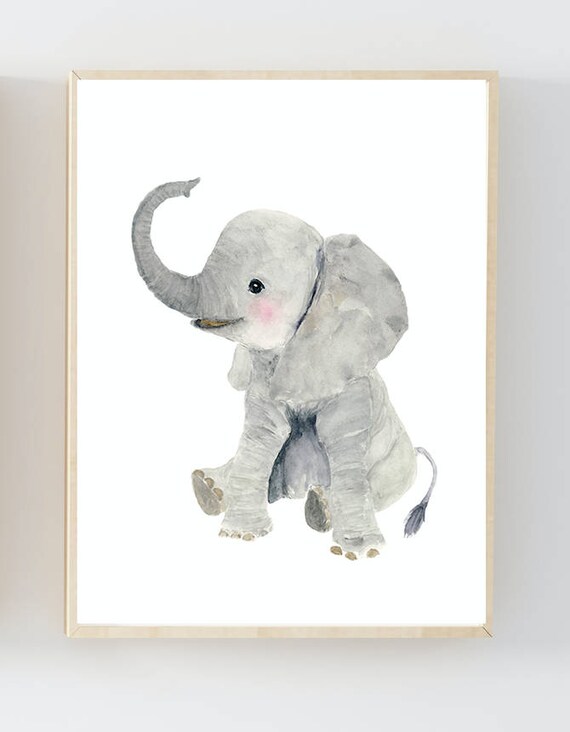 Elephant painting Baby elephant animal print African