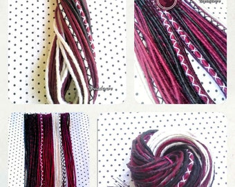 35 double Dreads. Burgundy, black and white - Dreadlocks - Dreadovore