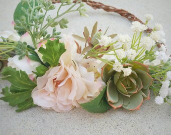 Flower Crown, Silk Flower Crown, Wedding Flower Crown, Flower Halo, Bridal Flower Crown, Flower Headpiece, Succulent Crown, Head Wreath