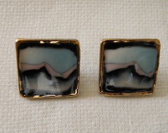 Horizon Art Glass Square Earrings