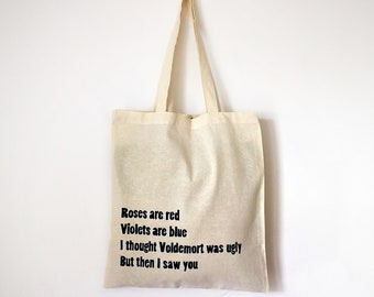 Voldemort's poem TOTE BAG | hand painted | grocery bag, reusable bag, shoulder bag, harry potter tote bag, lord voldemort, ecofriendly bag