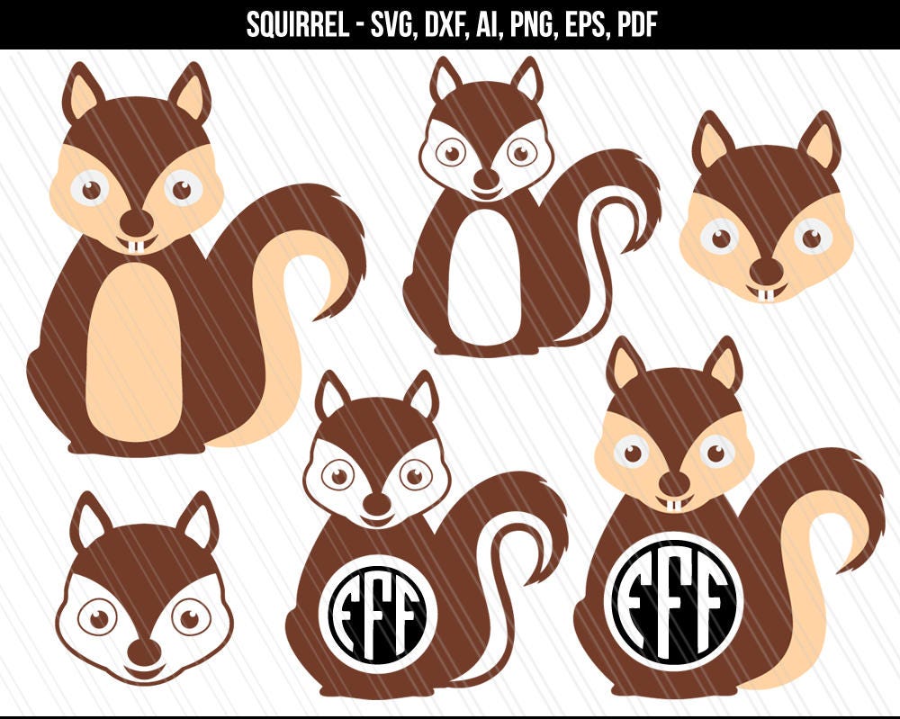 Squirrel svg Squirrel clipart Squirrel Monogram svg Cricut