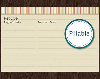 free fillable recipe card templates