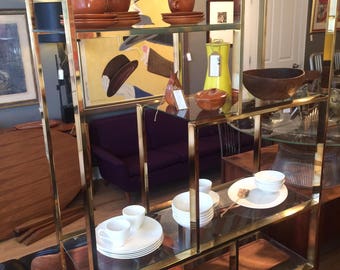 Milo Baughman Design Institute of America brass etagere shelving