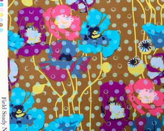 Anna Maria Horner Field Study Raindrops & Poppies bronze fabric FQ or more