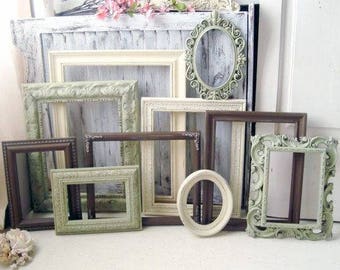 Picture Frame Set, Frame Collage, Gallery Wall Frames, Sage Green Picture Frames, Farmhouse Frames, Shabby Chic Frames, Wedding Frames