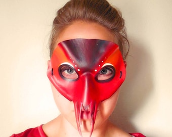 Lobster Leather Mask - Halloween Mask - Lobster Costume - Masquerade Mask - Crawfish Costume - Red Mask- Lobster Mask - Animal Costume
