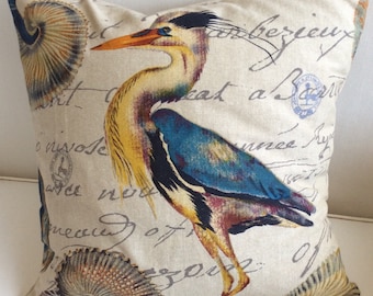 BLUE HERON pillow cover ready to ship ooak