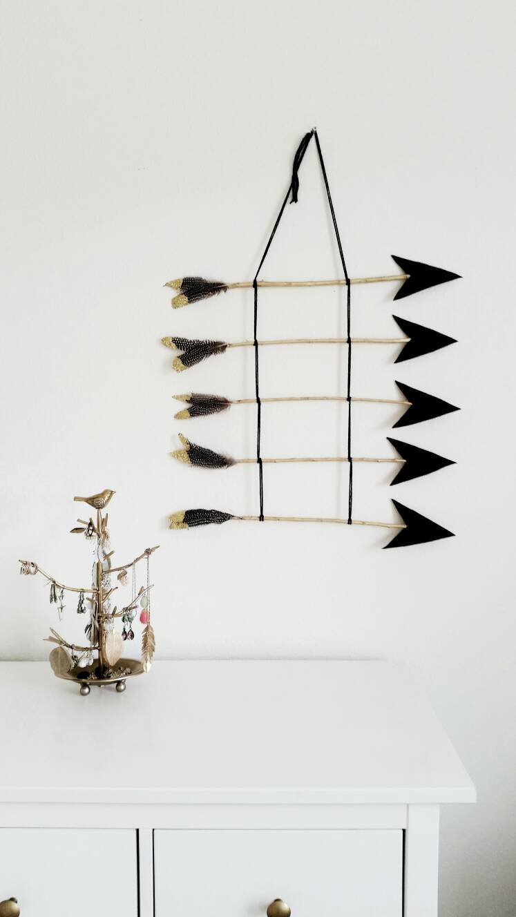 Gold Glittered Arrow Wall Art Boho Wall Decor Hanging Wall