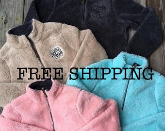 Sherpa Fleece Pullover Sweatshirt - Quarter Zip Fleece - Monogrammed Apparel - Charles River Apparel FREE EMBROIDERY
