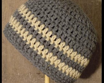 Infant Stripe Beanie- 100% acrylic, made to order, 9 color choices