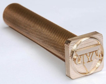 knurled brass Handle hammering handle for leather emboss with veg-tan leather Custom Leather Stamp