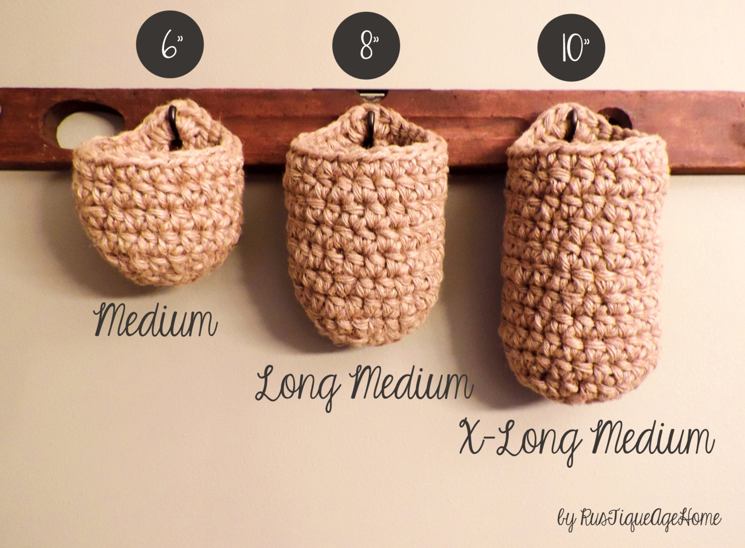 Hanging Hook Jute Storage Basket Natural Rustic Nautical 3