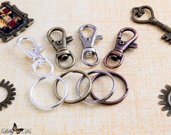 4 Key Chains with Key Rings - Economical - Classic Lobster Swivels and 1" Inch Key Ring Loops - Keychain Fobs - KeyChains