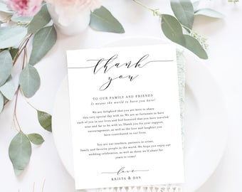 Wedding Thank You Letter / Wedding Thank You Note, Printable Thank You, Wedding Thank You - Modern Calligraphy