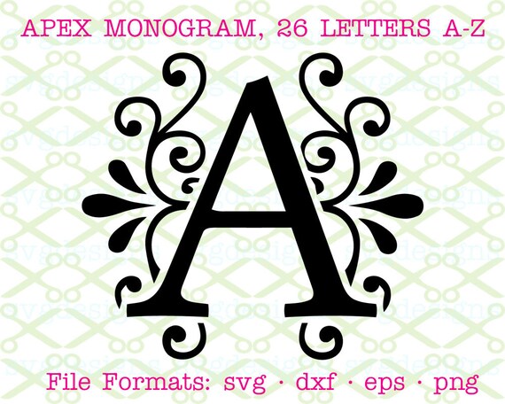 Download Apex Monogram SVG, Dxf, Eps, Png; Fancy Wedding Monogram Svg, 26 Letters A-Z, Monogram files for ...