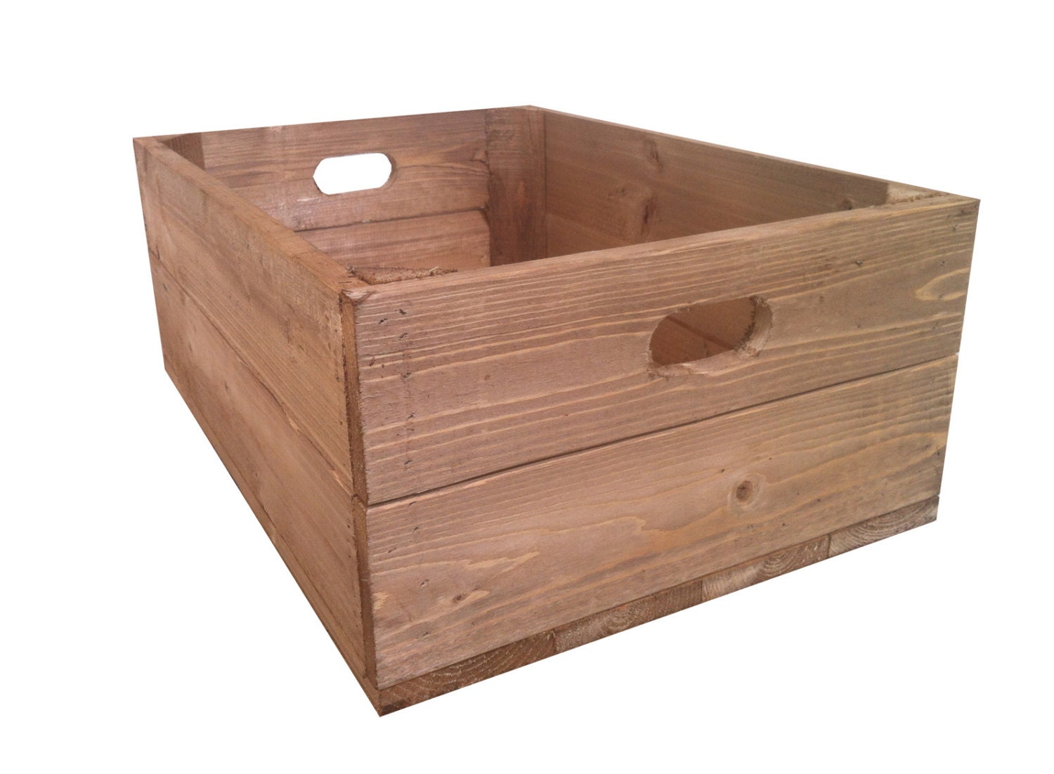 Rustic Wooden Shallow Apple Crate Storage Box Zoom
