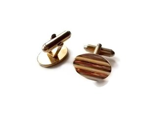 Vintage CuffLinks Gold Toned Elegant Groom Fathers Day 1960s