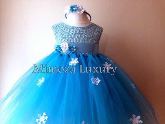Frozen Elsa Princess Flower girl dress, turquoise tutu dress, sky blue bridesmaid dress, Elsa Frozen princess dress, crochet top tulle dress