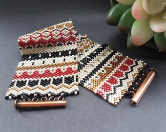 Beaded Cuff. Delica Cuff Bracelet, Wide Beaded Cuff, Fairisle Beaded Cuff, Beaded Cuff Bracelet, Patterned Cuff Bracelet,