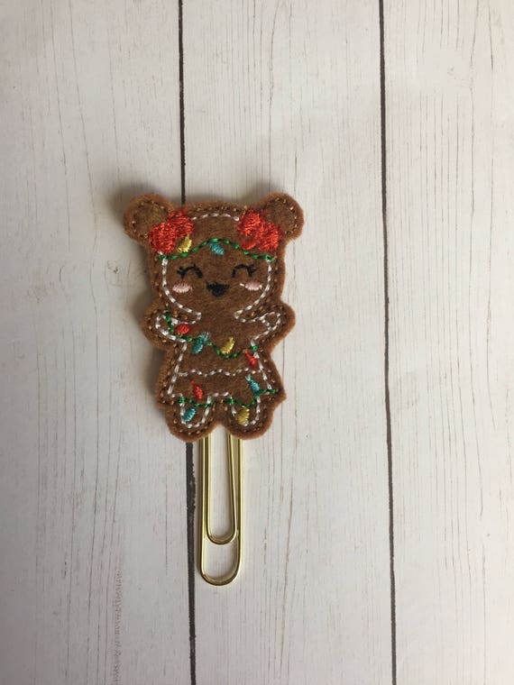 Gingerbread Girl with Lights planner Clip/Planner Clip/Bookmark. Gingerbread Planner Clip. Christmas light planner clip. Lights planner clip