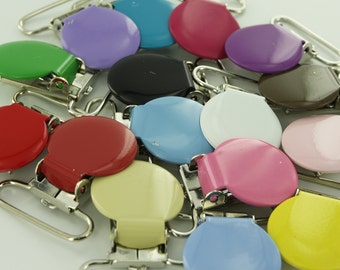 25 Mix of Colors Blemished Enamel Clips 1 inch Round Metal Pacifier Clips / Suspender Clips....MONDAY MIX-up MADNESS