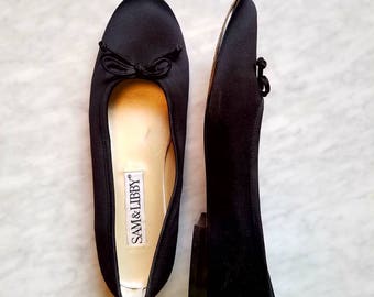 vintage SAM & LIBBY 90s black satin ballet flats 7.5 Nordstrom