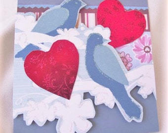 VALENTINE Card,Blank Valentine,Lovebird Card,Stationery,HANDMAD Greeting Card,LOVE Note,Wedding Card,Anniversary Card
