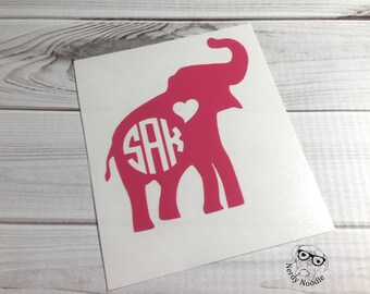 Monogram Elephant Decal, Elephant Car Decal, Custom Elephant Laptop Decal, Personalized Elephant Decal, Monogram Decal, Elephant Decal