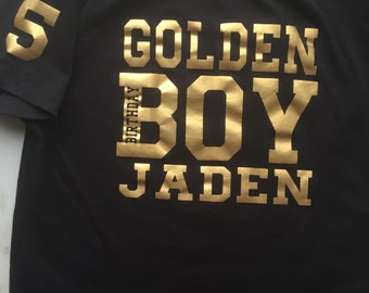 Golden Birthday Boy Shirt tshirt personalize with name & age