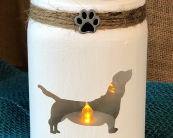 Handpainted Dog Mason Jar Luminary