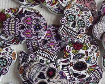 day of dead skull sugar skull dia de los muertos buttons sew