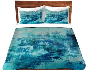 Items similar to TURQUOISE Blue Fine Art Duvet Covers, King Queen Twin ...